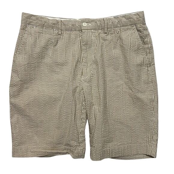 Polo Ralph Lauren Mens Seersucker Shorts 35 Beige‎ Stripe Coastal Preppy Classic - Picture 1 of 8